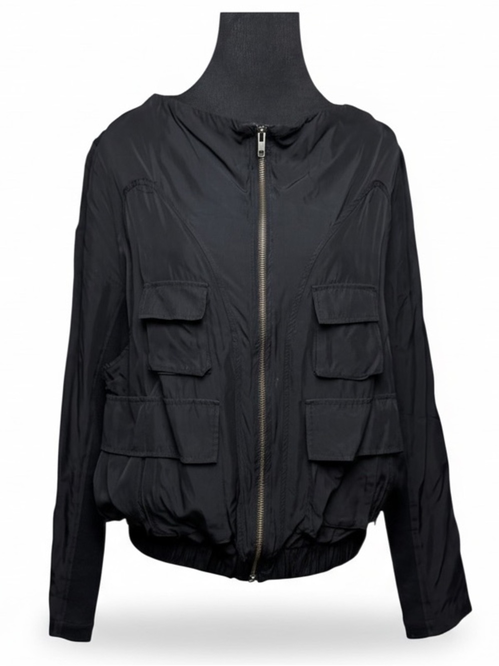 All Saints Spitalfields Y2K Pilot Bomber Jacket Black SZ 10 | 42 Utility Cargo